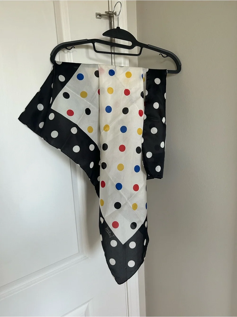 Sarah Coventry Polka Dot Silk Scarf with Colorful Accents